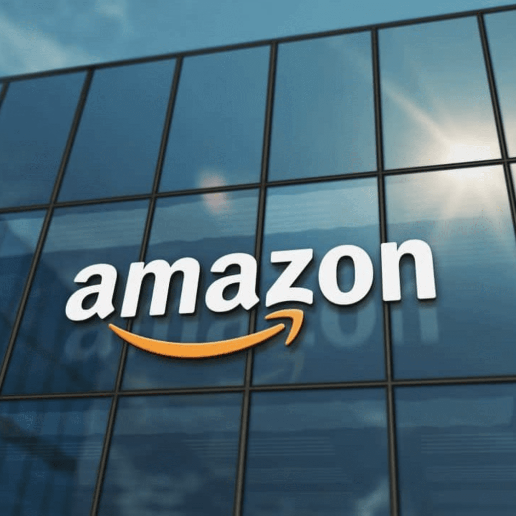 logo da amazon na sede da empresa